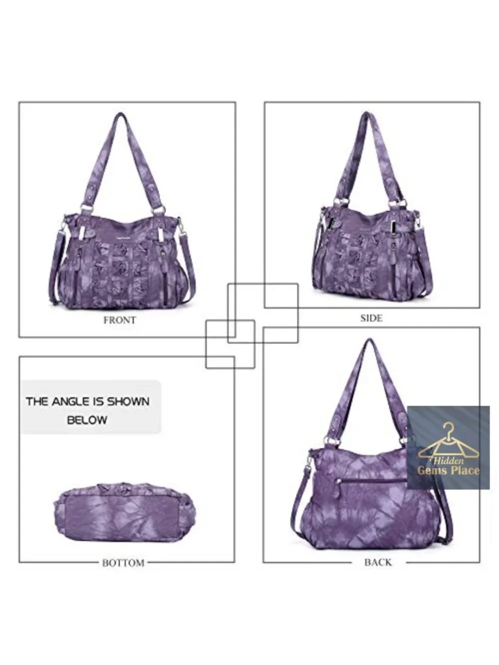 Large PU Leather Hobo Bag with Zipper Pockets, Shoulder Bag